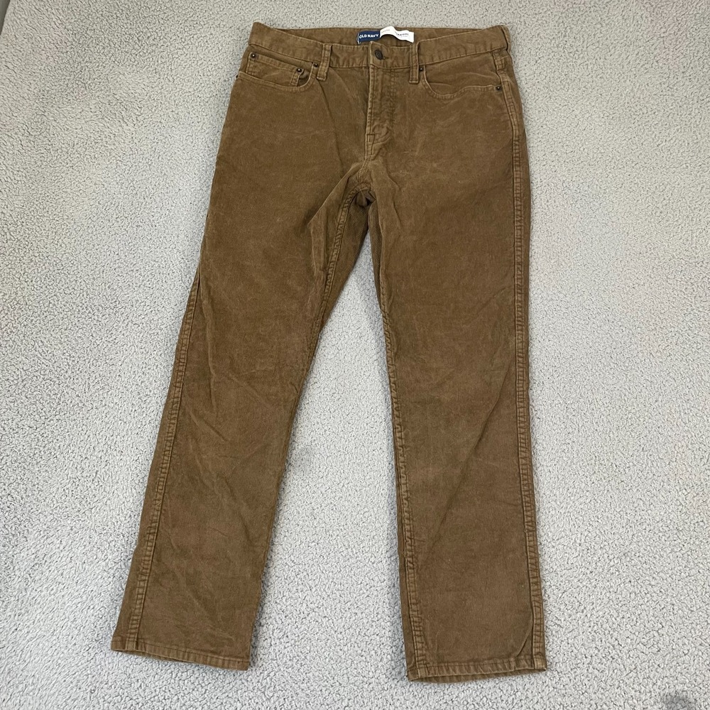 Old Navy Built-In Flex Corduroy Pants 32x29 Brown Preppy 5 Pocket Straight Fit